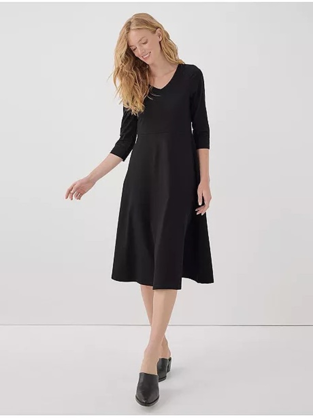 Pact Charcoal Gray Organic Cotton Fit & Flare Midi Party Dress Size Medium